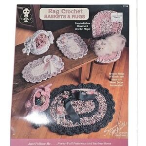 SUZANNE MCNEILL rag crochet basket rug & WIMPOLE st holiday lace instructions